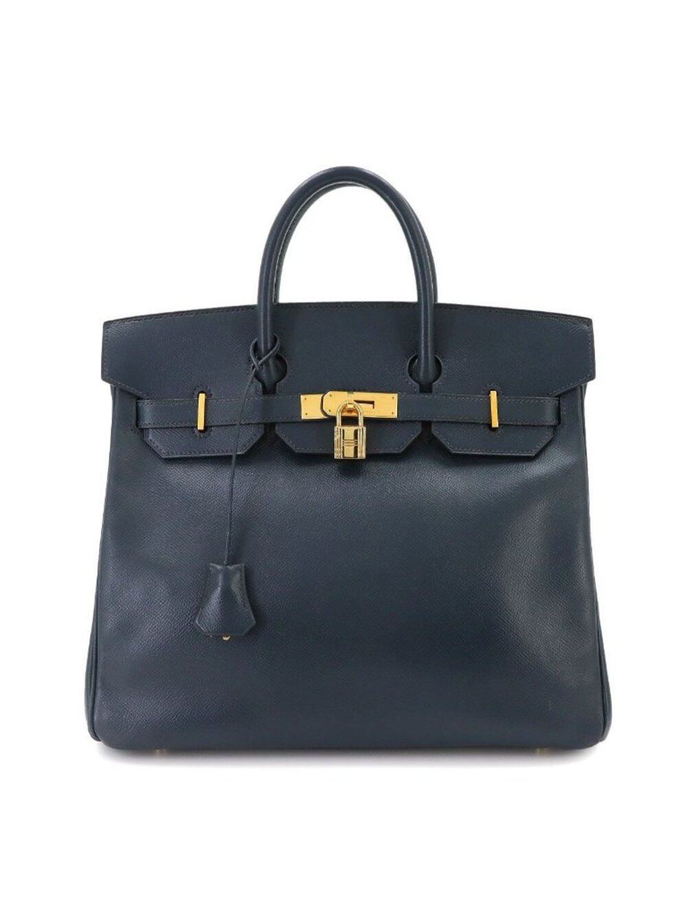 Hermes Haut Courroies Hac 32 Courchevel Epsom Blue Indigo Hand Bag Silver
